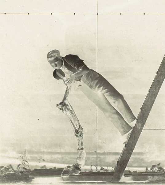 Man on a Ladder with Dissected Horses Leg, 1880s. Creator: Thomas Eakins