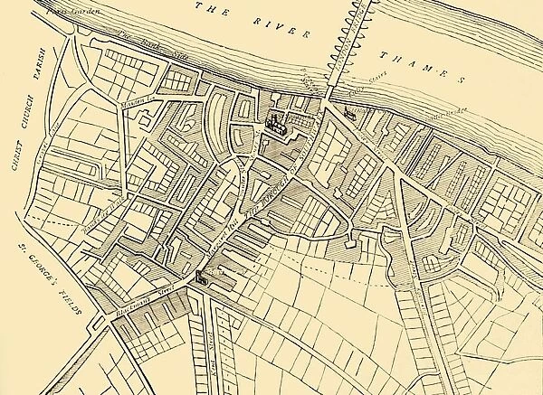 Map of Southwark, 1720, (c1878). Creator: Unknown