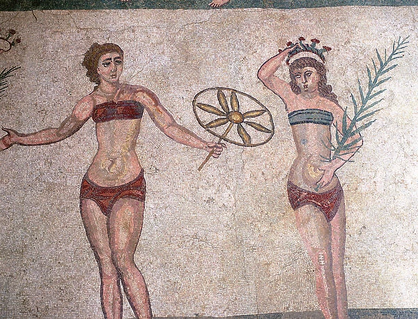Mosaic in the Roman Villa of Casale, near Piazza Armerina, Sicily, Italy
