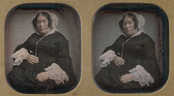 Older Woman Wearing Flowered Bonnet, 1850s. Creator: Unknown
