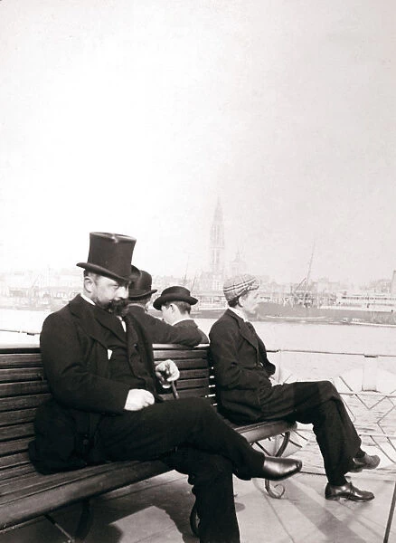 Passengers on a ferry, Rotterdam, 1898. Artist: James Batkin