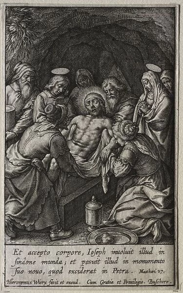 The Passion: The Entombment. Creator: Hieronymus Wierix (Flemish, 1553-1619)