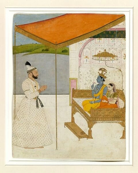 Raja Balwant Singhs Vision of Krishna and Radha, ca. 1745-50. Creator: Attributed