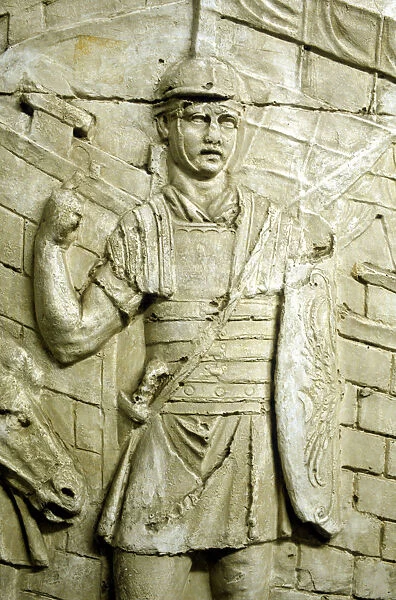 Roman legionary on sentry duty, from Trajans column, Rome, 106-113