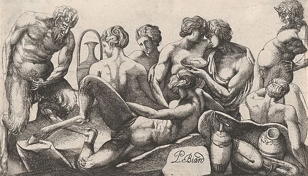 Eight Satyres and Satyresses Finishing a Meal, 1607-61. Creator: Pierre Biard
