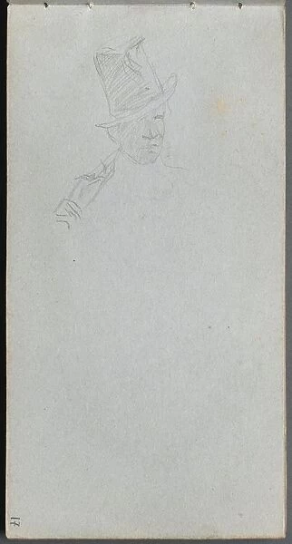 Sketchbook, page 17: Bust of a Man in Top Hat. Creator: Ernest Meissonier (French, 1815-1891)