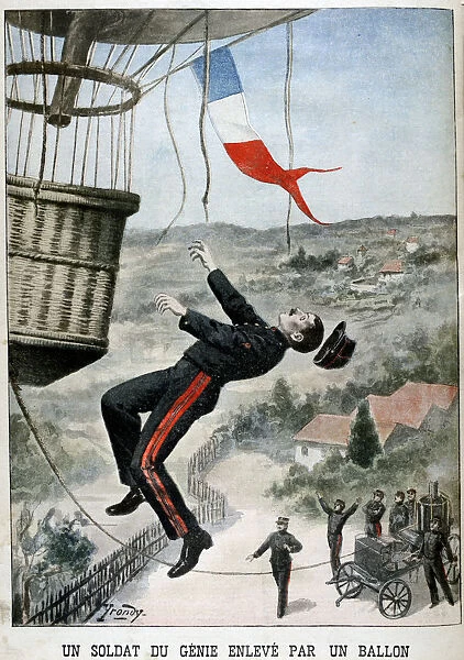 A soldier carried aloft by a Balloon, 1901