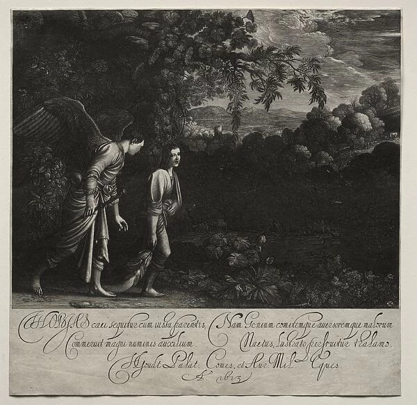 Tobias and the Angel (large plate). Creator: Hendrik Goudt (Dutch, 1585-1630)