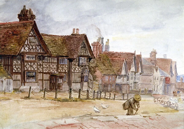 Village Street with Tudor Houses, c1864-1930. Artist: Anna Lea Merritt