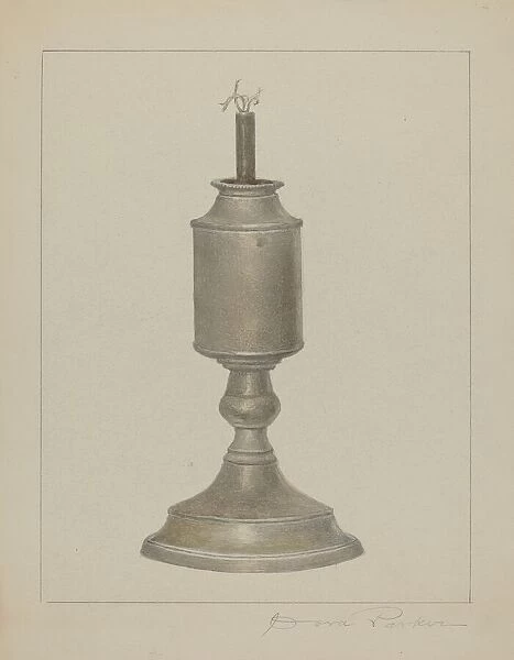 Whale Oil Lamp, c. 1938. Creator: Cora Parker