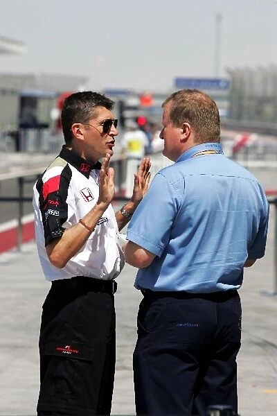 Formula One World Championship: Nick Fry Honda F1 Team Principal talks with Jo Bauer FIA Technical Delegate