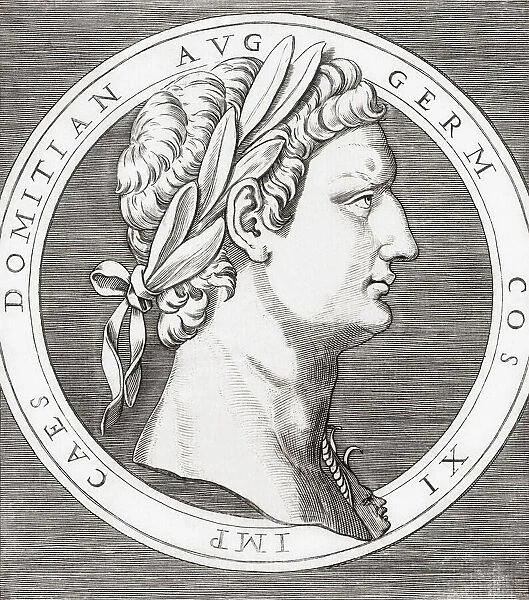 Domitian, 51 - 96 AD. Roman emperor. After a 16th century engraving by Marcantonio Raimondi