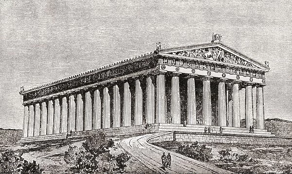 Exterior Of The Parthenon At Athens, Greece As It Would Have Appeared In Ancient Times. From The Book Harmsworth History Of The World Published 1908