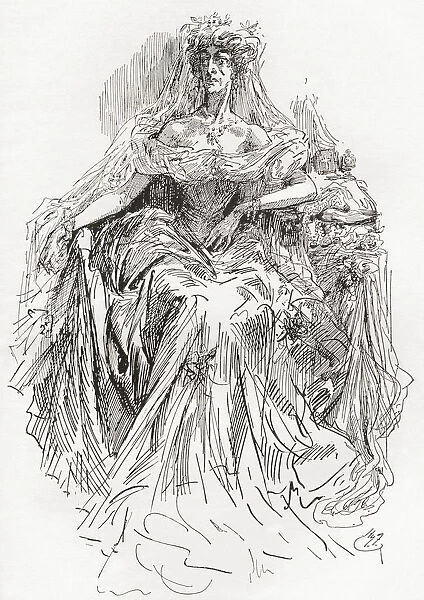 Miss Havisham. Illustration By Harry Furniss For The Charles Dickens Novel Great Expectations, From The Testimonial Edition Published 1910