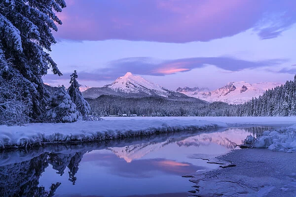 Purple glow over the Coast Range, Alaska, USA