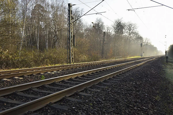 Railroad tracks, Arheiligen, Darmstadt, Hesse, Germany