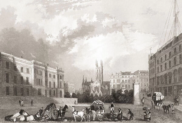 Southwark Church, Southwark, London, England, 19th century. From The History of London: Illustrated by Views in London and Westminster, published c. 1838