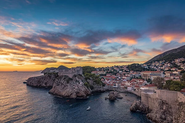 View of Fort Lovrjenac at sunset, Dubrovnik, Dubrovnik-Neretva County, Croatia