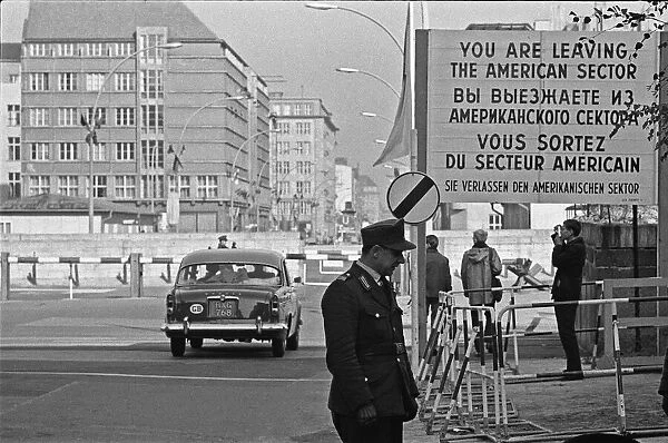 A Humber Super Snipe crossing the Berlin Wall at Checkpoint Charlie