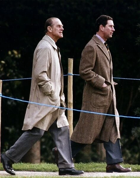 Prince Charles and Prince Philip at Sandringham Church January 1993