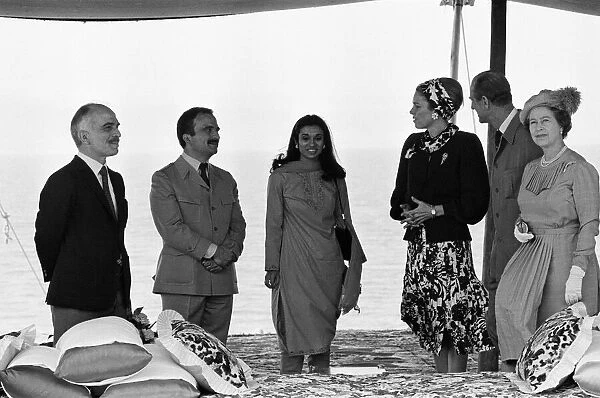 Royal visit to Jordan. Queen Noor of Jordan, Prince Philip, Duke of Edinburgh