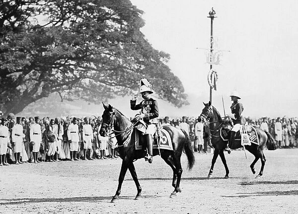 Royal Visit of King George V and Queen Mary to India. King George on horseback