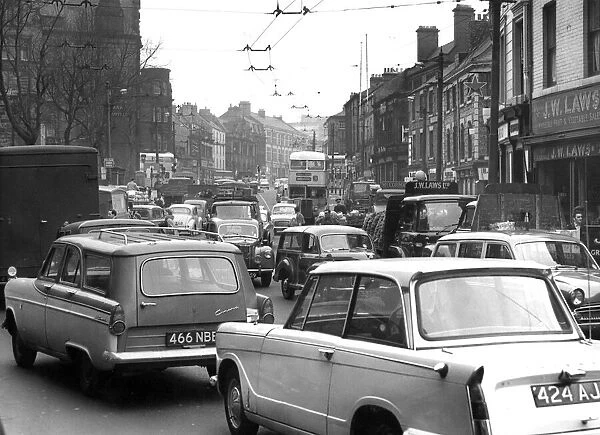 Traffic in Newcastles Newgate Street is choc-a-block in 1965