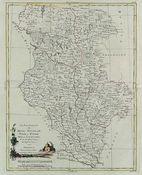 The Palatinates of Minsk, Mscislav, Polok and Witebsk in Lithuania, engraving by G. Zuliani taken from Tome III of the 'Newest Atlas' published in Venice in 1781 by Antonio Zatta, Private Collection