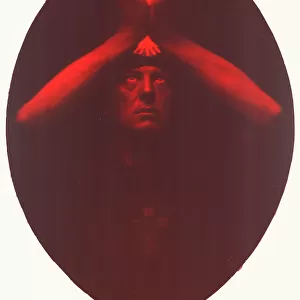 Aleister Crowley (1875 - 1947), English occultist, philosopher, ceremonial magician, working magic