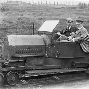 Arthur Whitten Brown (right) and John Alcock in a railcar