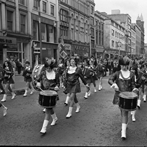 Band and Orangemen on parade, Belfast, Northern Ireland