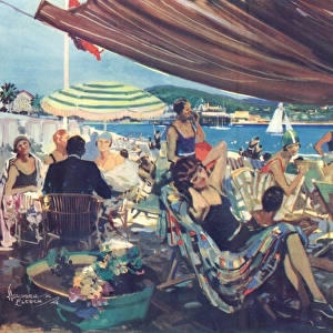 The Bathing Plage at Nice by Howard K. Elcock