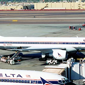 Boeing 757-232 N614DL (msn 22821, line Number 85). of Delta Airlines at Las Vegas International Airport. Date: circa 1996