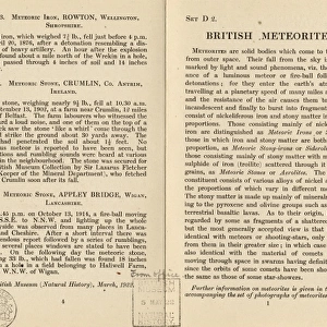 British Meteorites, leaflet