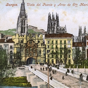 Burgos, Spain - The Bridge and Arch of Santa Maria
