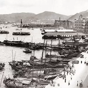 c. 1930 - waterfront Hong Kong with boats in the harbour