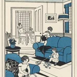Children Cleaning Home