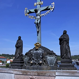 Christ on the Cross on the Charles Bridge in Prague
