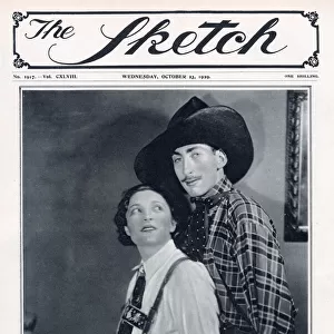 Front cover of The Sketch featuring engaged couple, actress Frances Doble
