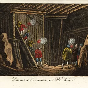 Descent into the Hallein Salt Mine, Austria, 18th century