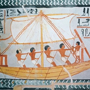 Egyptian ship. Rowers