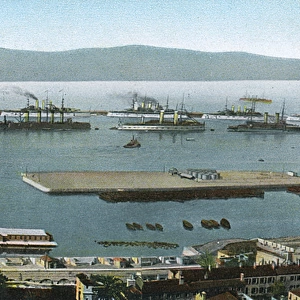 The Harbour, Gibraltar, with naval fleets