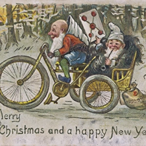 Humorous Christmas and New Year postcard