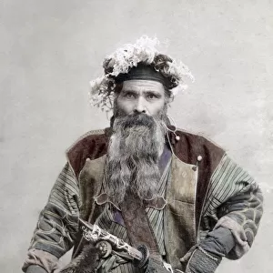Indigenous Ainu or Aino man, Hokkaido, Japan, c. 1880