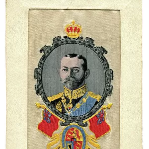 King George V head and shoulders on a silk postcard