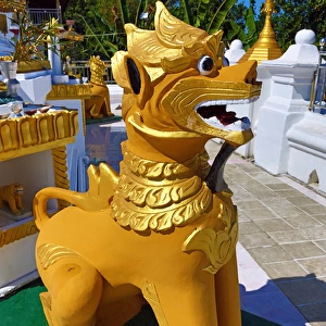Lion statue at Nga Htat Gyi Pagoda, Yangon, Myanmar