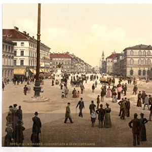 Odeonplatz (i. e. Odensplatz)and Ludwigstrasse, Munich, Bavar
