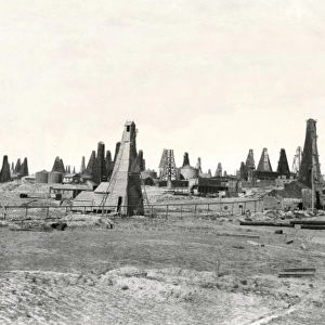 Oil derricks at Binagadi, north of Baku, Armenia, WW1