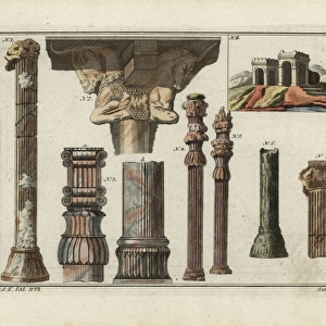 Persian columns and capitals, inset of building