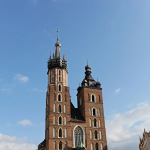Poland. Krakow. Saint Marys Basilica in Central Market squa